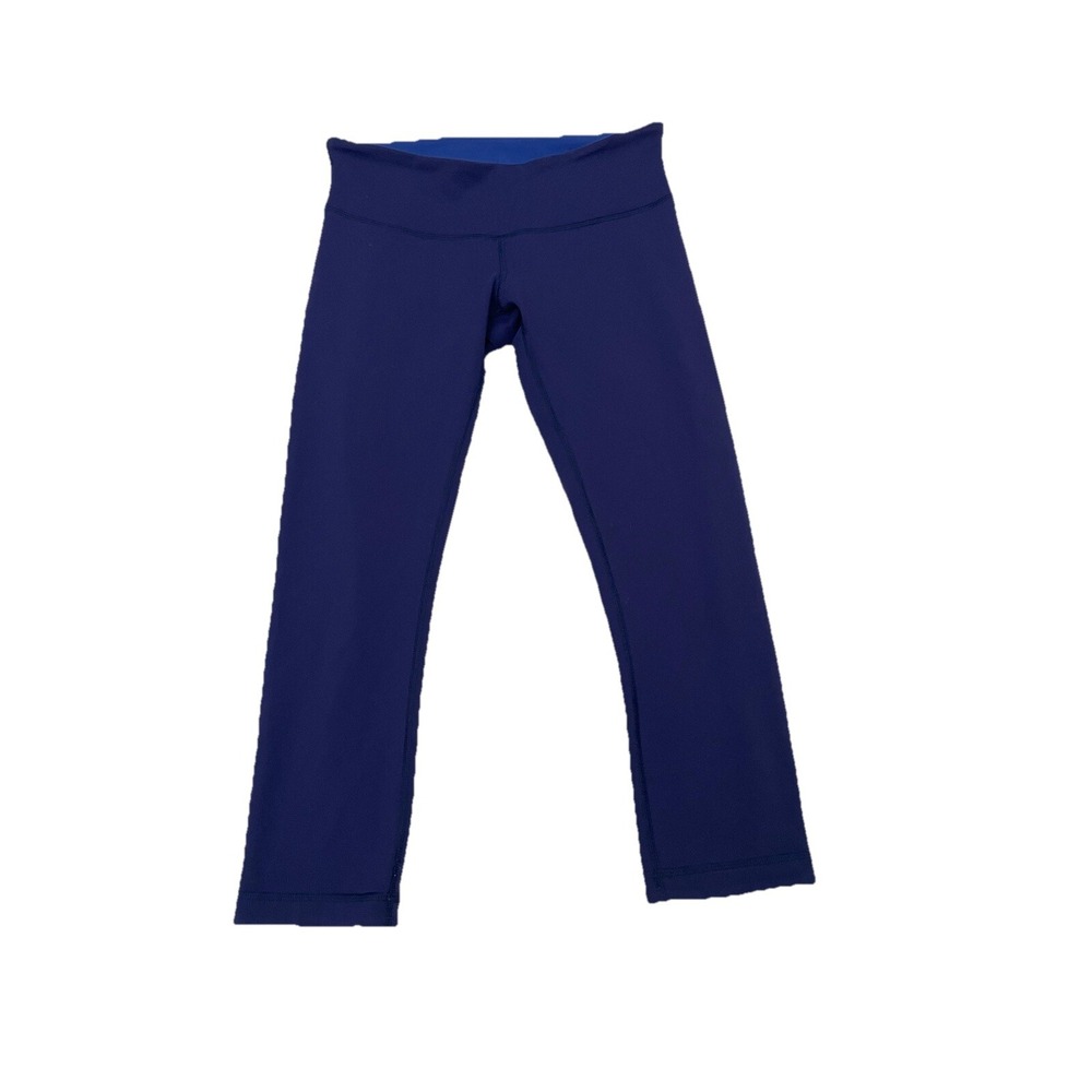 Lululemon Wunder Under‎ Legging Size 6 Reversible Navy / Royal Blue 22"